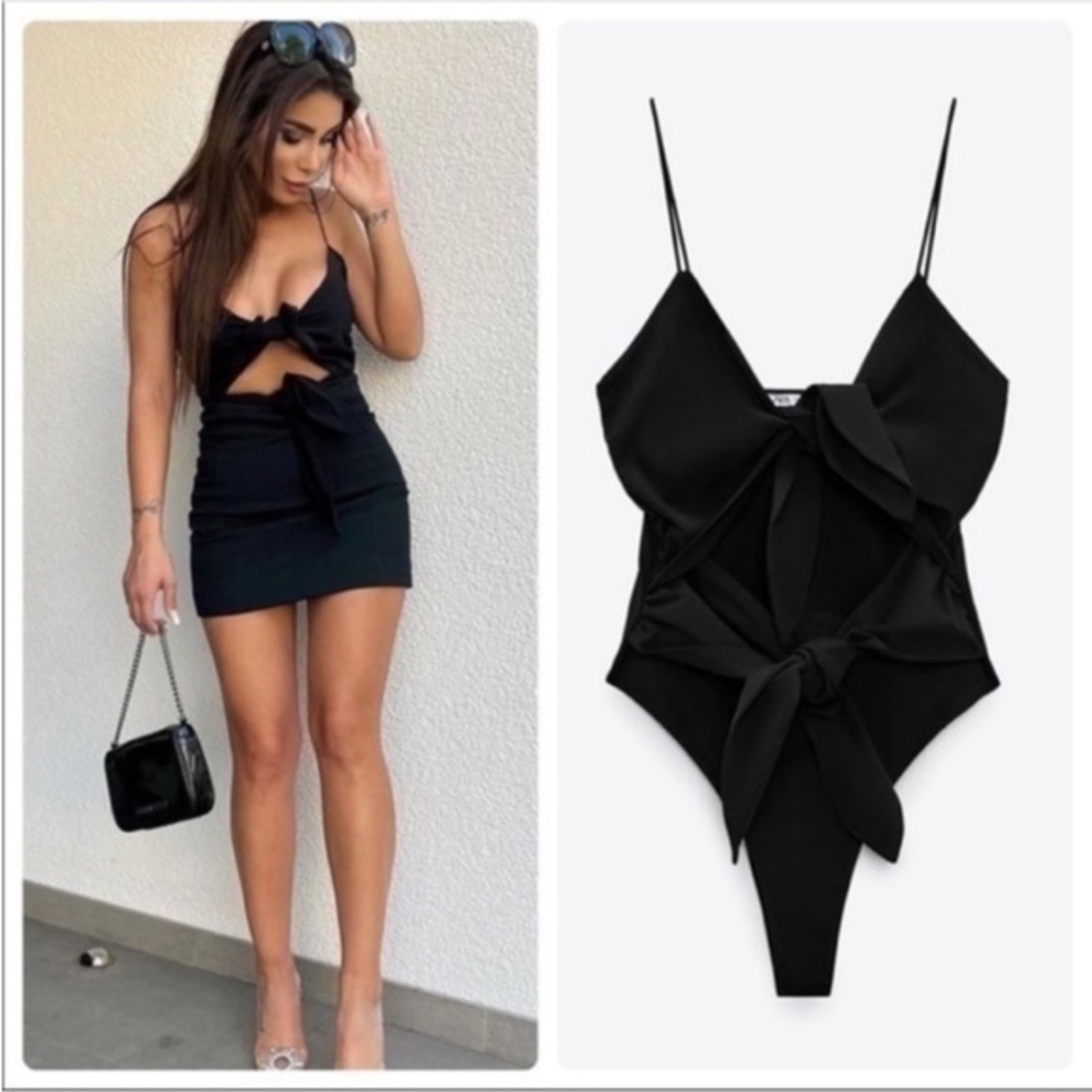 Zara NWT cutout bow detail bodysuit